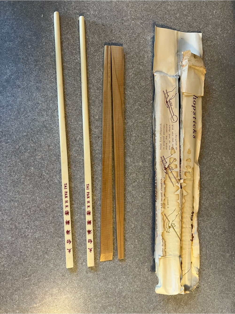 3 Sets Chopsticks Vintage Kiku-Masamune Wood & Enamel Brand Unknown Directions